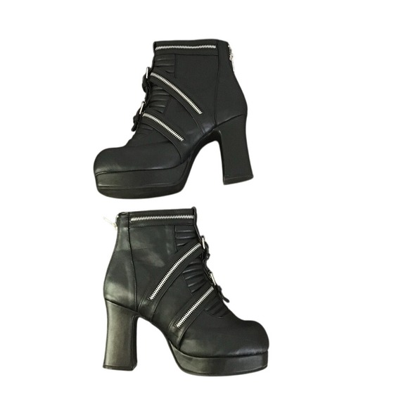 Demonia Gothika 50 Hi Heels Platform Ankle Size 10 3.75 block heel Goth vegan - Picture 5 of 8